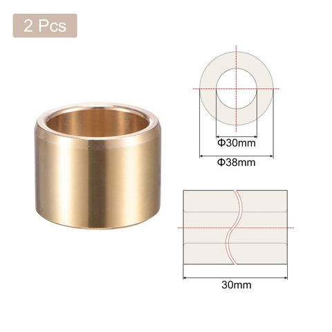 Cast Brass Self Lubricating Sleeve Bearings 30mm Bore 38mm Outer Diameter 30mm Length Set Of 2 with dimension drawings