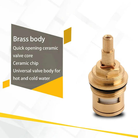 Replacement Faucet Cartridge With Ceramic Disc And Brass Body, Three Quarter Inch Thread, Quarter Turn, Twenty Spline