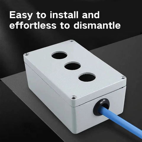 Electrical box with rubber grommet from Assorted Rubber Grommets Kit For Wiring, 188 Pieces, eight common sizes, holding blue cable