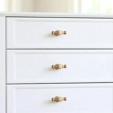 10 Pack Champagne Bronze Bar Cabinet Knobs Zinc Alloy Furniture Drawer Pulls on white dresser