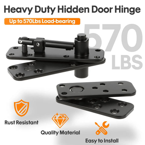 Pivot Hinge Kit For Murphy Door Hidden Door System Heavy Duty 570 Lb Load Bearing 360 Rotation Invisible Hinges image