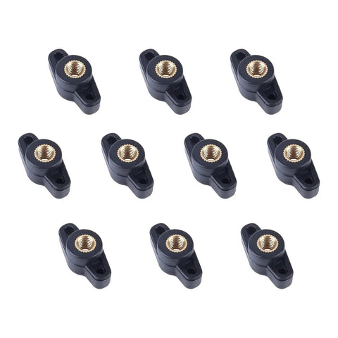 10 Pack Through Hole T Knobs 1/4-20 For T Track Jigs And Featherboards, black plastic with brass core, front view