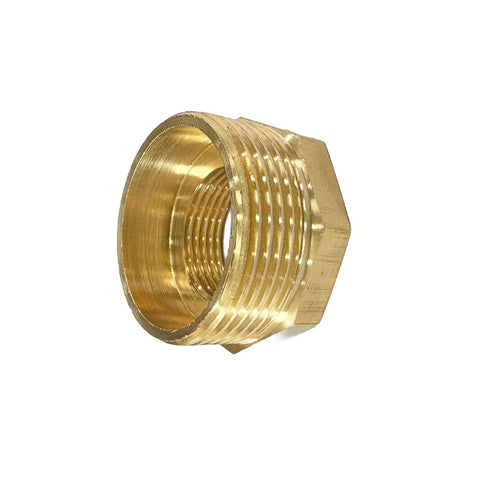 Brass Reducer Hex Bushing 1-1/4 Inch Male NPT To 3/4 Inch Female NPT Threaded Pipe Fitting, durable brass, side view