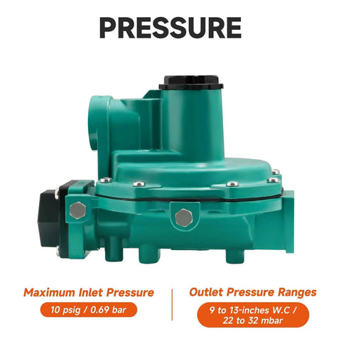 Side view of Low Pressure LP Gas Regulator For Grill Boss Gear With Nine To Thirteen Inches Water Column Output Two Stage
