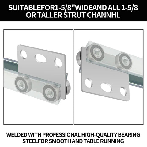 Four Wheel Trolley Assembly Rollers With Bearing For Use With One And Five Eighths Inch Wide And Taller Strut Channel
