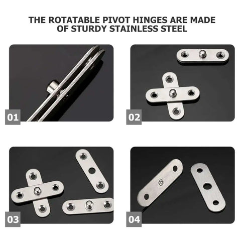 8 Pack 360 Degree Rotating Hidden Door Pivot Hinges Heavy Duty Stainless Steel Cabinet Hardware for Secret Doors