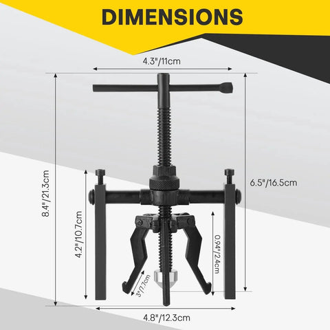 Dimensions of Three Jaw Inner Bearing Puller Set For Blind Bearings And Bushings Heavy Duty Gear Extractor Kit