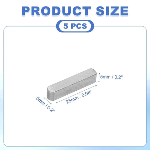 Round Ended Feather Key 25x5x5 Millimeter Set Of 5 Carbon Steel Parallel Drive Shaft Keys product size diagram
