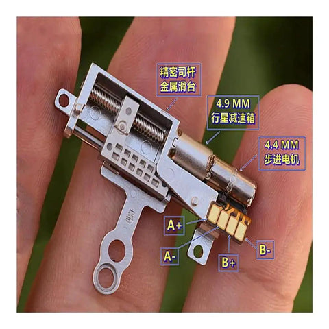 Compact 11mm Stroke Linear Actuator Tiny Five Millimeter Travel 5V 2 Phase Four Wire Precision Metal Gearbox Stepper Motor detail view