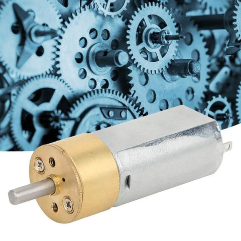 DC 12V Mini Planetary Gearbox Motor With All Brass Reducer in front of mechanical gears