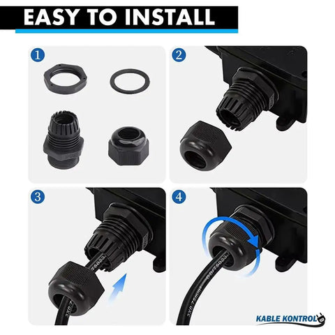 Installation steps for Premium Nylon Cable Glands For 22 To 32mm Cables Straight Gland 36 Pg Threads 10 Pcs Pack Waterproof IP68