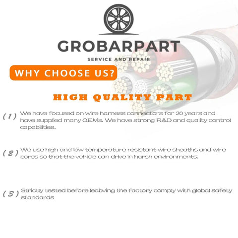 Brake fluid level sensor wiring harness with multi-conductor cable and GROBARPART logo