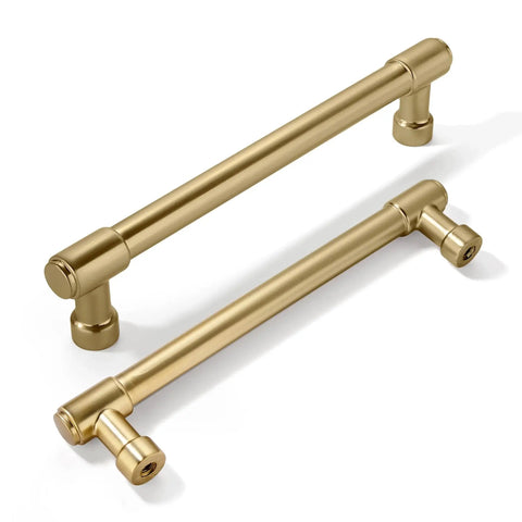 10 Pack Champagne Bronze Cabinet Handles 5.9 Inch Length Center To Center 5 Inches Heavy Duty Zinc Alloy Kitchen Cabinet Pulls For Cupboards Drawers And Dressers 0.5 Inch Width 1.18 Inch Projection, shown in angled view.
