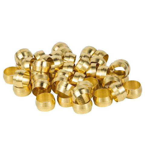 Brass Compression Fittings Kit with Sleeves, Ferrules, and Inserts for Air, Water, Fuel, Oil, and Gases