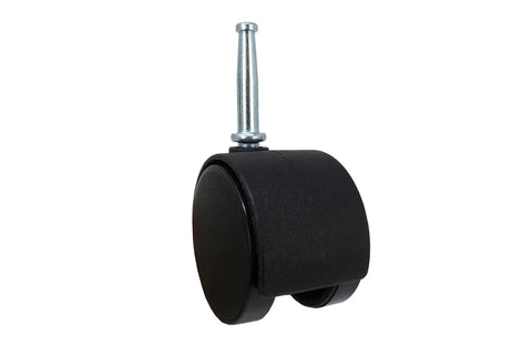 2 Inch Twin Wheel Office Chair Caster With Friction Stem Mount, Five Sixteenth Inch Stem Diameter, One And A Half Inch Stem Length