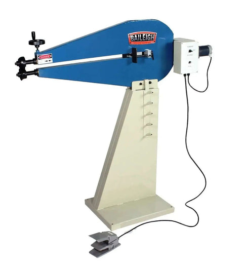 36 Inch Metal Bead Roller For 16 Gauge Mild Steel With Pro Grade Performance, featuring a 110V motorized system and foot pedal control.