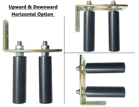 Universal Heavy Duty Slide Gate Guide Roller 6 Inch Black Rear Post Bracket With Adjustable Dual Nylon Rollers