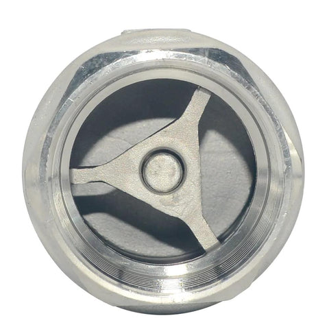 Megairon 2 inch NPT female inline check valve, stainless steel SS316 CF8M, spring-loaded