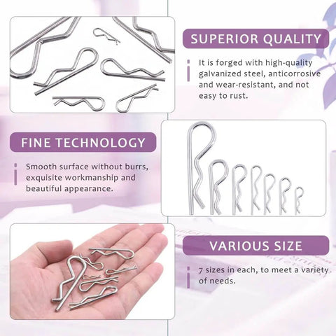 Stainless Steel Cotter Pin Set With 110Pcs R Clips Hairpins For Automotive And Machinery 304 Stainless Steel Fasteners