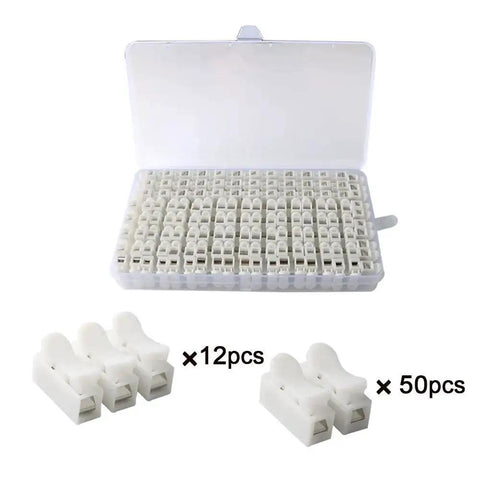 Premium Spring Wire Connectors Kit 62Pcs Quick Spring Cable Clamp Terminal Block For LED Strip Wiring, 50Pcs CH2 And 12Pcs CH3