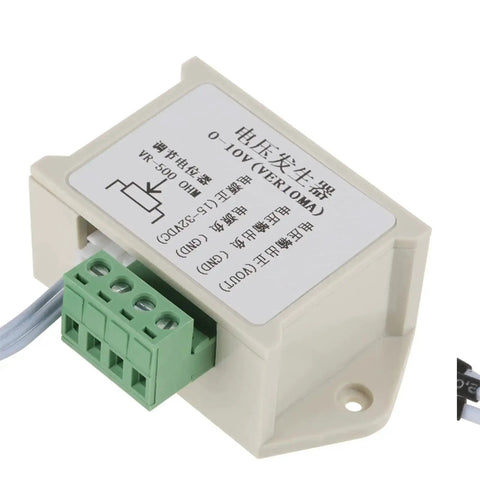 0-10V Adjustable Analog Voltage Generator for PLC and MCU Interfaces, 10mA Output, compact module with green connectors