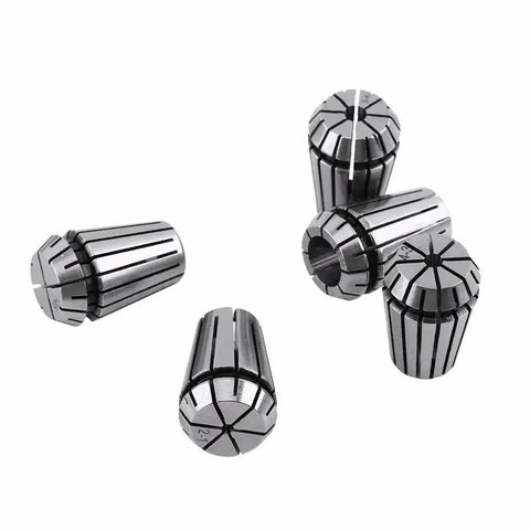 Five metal collets from 15 Piece ER20 Collet Set In Separate Protective Container With Labels For CNC Milling And Engraving 1 To 13 mm Range