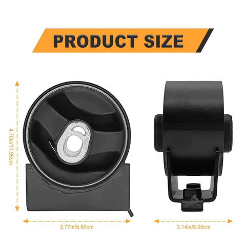 Front Engine Motor Mount For VW Routan 2011 2014 And Chrysler Town And Country 2011 2016 Grand Caravan 2011 2019 Ram Cargo Van 2012 2015 Replace OE 5273883AD A5665 EM-4050 For Smoother Ride With Strong Shock Absorption, front and side view with dimensions