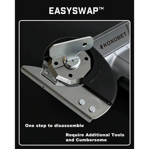 Close-up of Cordless Cutting Tool 4.2V With LED Display, Brushless Motor, Three Tungsten Steel Blades, Portable Silver