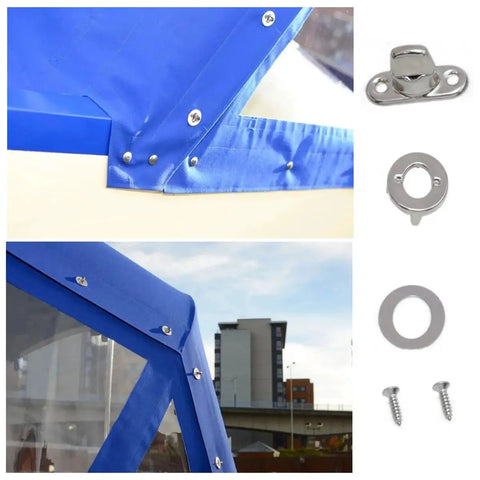 Heavy Duty Marine Grade Twist Lock Fasteners For Boats And RVs Canvas Snaps With Screws Stainless Steel 12 Piece Set Installed