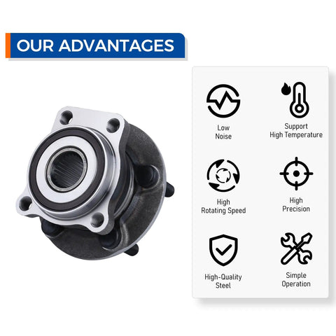 Front Wheel Hub And Bearing Assembly With ABS For Subaru Forester 2009-2014 showing features like low noise and high precision.