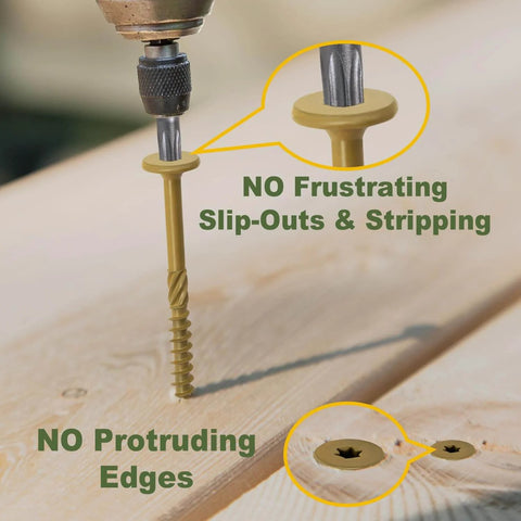Heavy-Duty Lag Screws 14 X 4-1/2 Inch, 50-Pcs Outdoor Structural Wood Screws with Flat Heads, shown in wood installation