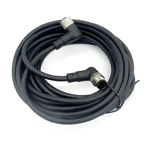 Coiled M12 4 Pin Right Angle Connector Cable A Code Male To Female Plug with IP67 waterproof PVC coating for industrial use