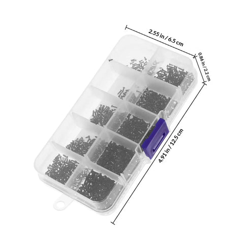 1000-Piece Small Round Head Self-Tapping Screws Set M1.3 M1.4 M1.5 for PCB Electronics in carry box