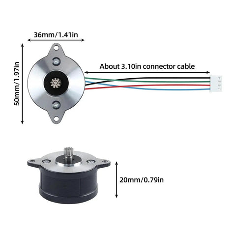 Diagram of Extruder Motor Replacement For Adventuer 5M And 5M Pro Easy Drop In 36 Pancake Stepper Motor with dimensions and connector