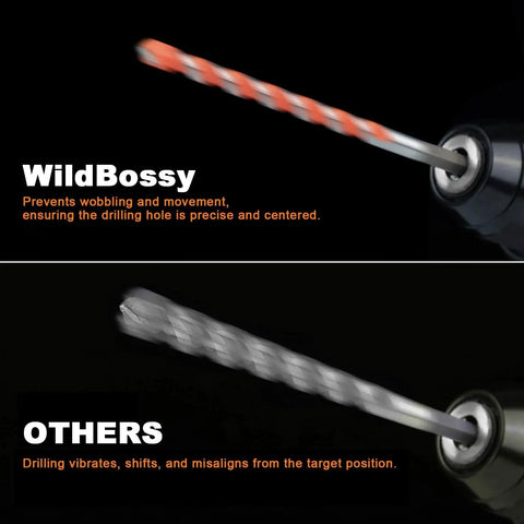 Comparison of WildBossy and other drill bits showcasing precision; Built To Last Concrete Carbide Drill Bit Set With Hex Shank For Masonry Tile Glass Brick Plastic And Cement 5/32 To 1/2 Inch 10 Pieces High Speed Cooling For Long Life And Fast Drilling