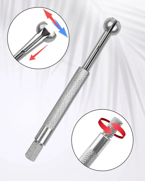 Telescoping Hole Gauge Set 4 Piece Ball Type With Full Round Probes And 32 Steel Feeler Blades For Measuring Gap Width Or Thickness One Eighth Inch To One Half Inch Precise Locking Arms And Smooth Knurled Finish For Machinists And DIY Pros
