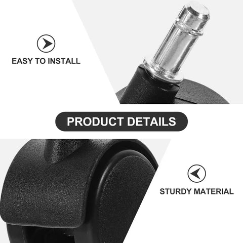 Close up of Easy Replacement Swivel Caster Wheels For Trash Cans And Buckets, showing sturdy material and 1.5 inch stem