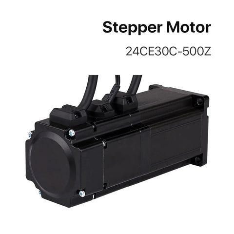 NEMA 24 closed-loop stepper motor with brake in black, front view with three cables on top.