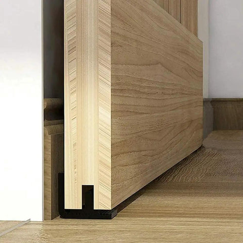 Bottom Floor Guide For Sliding Barn Door Adjustable Wall Mount No Ground Drilling Black 1 Piece made of metal and steel