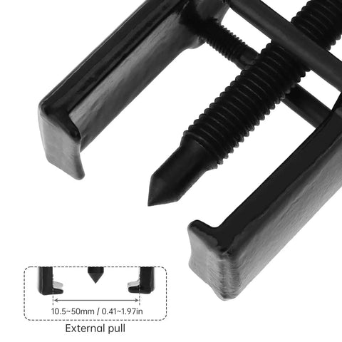 Close-up view of 3 Inch Two Jaw Gear Puller With Adjustable CR V Steel For Bearings And Pulleys showing jaw tips and external pull specs.