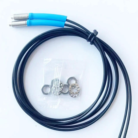 FT610 Diffuse Reflective Optical Fiber Sensor With 1M Line, 2mm Fiber Outer Diameter, M6 Probe, rugged TPV housing, coiled view