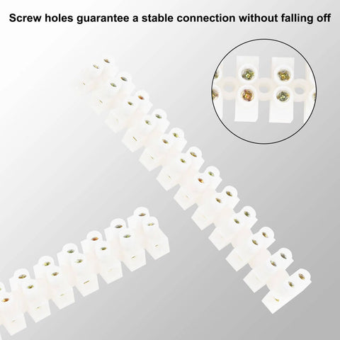 10 Piece Terminal Block Set With 12 Position Dual Row Barrier Strip Connector 10A 380V Flame Retardant PP Housing Self Locking Screws For Safe Electrical Wiring And Quick Secure Connections