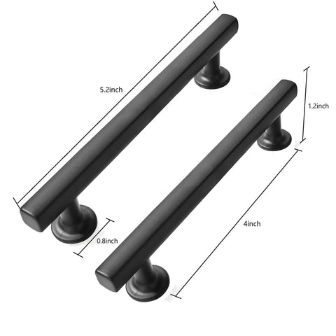 4 Inch Matte Black Cabinet Pulls Pack Of 2 Heavy Duty Solid Hardware shown with measurements for kitchen and bathroom use