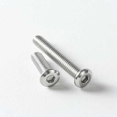 Flat Head Hex Socket Cap Screws Set M5 X 12Mm, 25 Pack, 304 Stainless Steel 18-8 Bright Finish, shown from side view