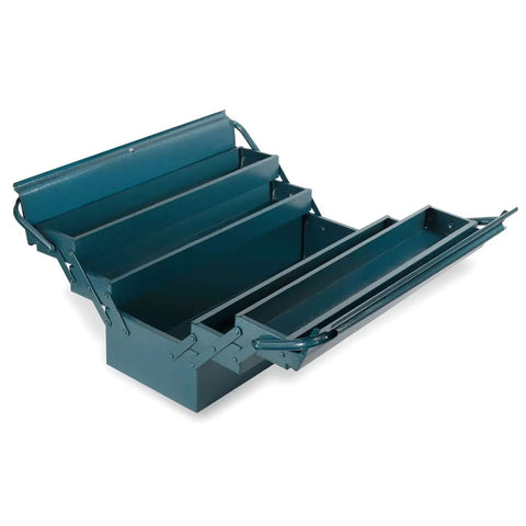 17 Inch Cantilever Tool Box With 5 Trays Portable Metal Organizer For Tools Heavy Duty Steel Construction Fold Out Storage
