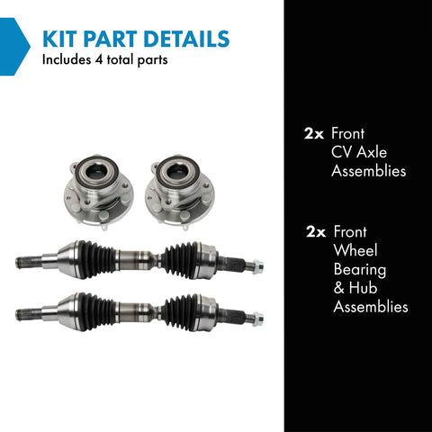 4 Piece Front Cv Axle And Front Wheel Bearing Hub Assemblies Kit For 2015 To 2022 Chevrolet Colorado And 2015 To 2022 GMC Canyon 4x4 Compatible Direct Fit With Diy Video Guides