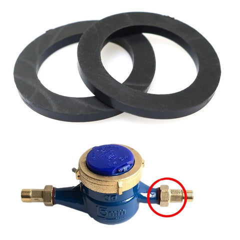 Water meter gasket O-ring, black rubber, 26mm ID, DN25, 2 rings shown.