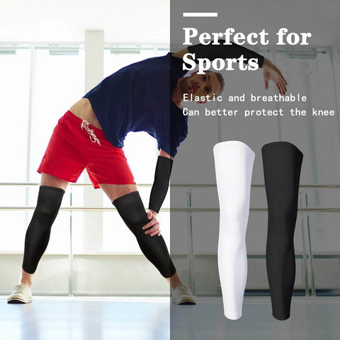 Two Pairs Compression Full Length Leg Sleeves And Two Pairs Sunscreen Arm Sleeves Set For Men And Women Black And White X Small