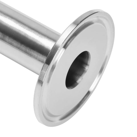 DERNORD stainless steel sanitary spool tube end with 1.5 in tri-clamp flange, 3/4 in OD, close-up view