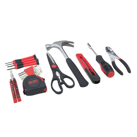 39 Piece Household Tools Kit With Plastic Toolbox For Dorms And Home Use, Your Go To DIY Set Featuring Hammer, Screwdrivers, Pliers.